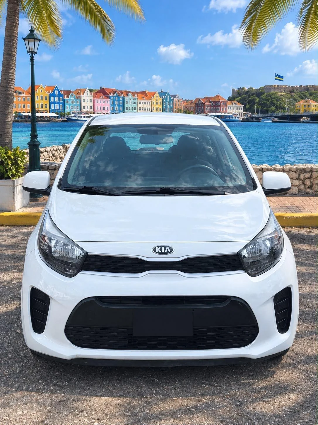 White Kia Picanto, front view